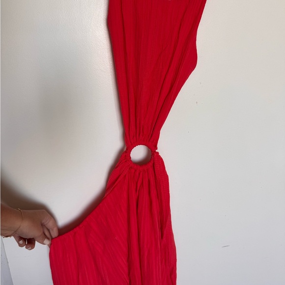 HYFVE Red Cut Out Ring Accent Midi Halter Sleeveless Dress Size S - Picture 6 of 7